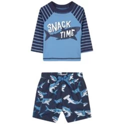 Hatley Deep-Sea Sharks Print Rashguard Set Blue