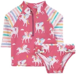 Hatley Magical Pegasus Print Rashguard Set Pink