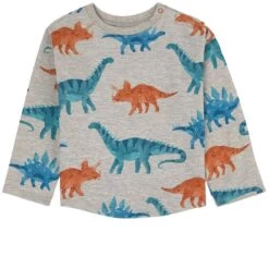 Hatley Roaming Dinos Printed Baby T-Shirt Athletic Grey Melange