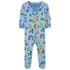 Hatley Curious Dinos Print Footed Baby Body Blue