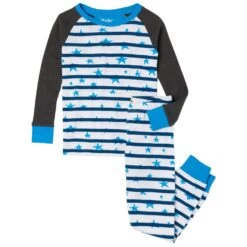 Hatley Star Print Striped Pajamas White