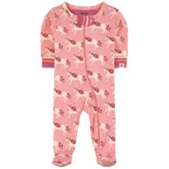 Hatley Wild Safari Print Footed Baby Body Pink