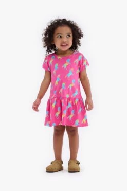 Hatley Pink Unicorn Rainbow Toddler Gathered Dress