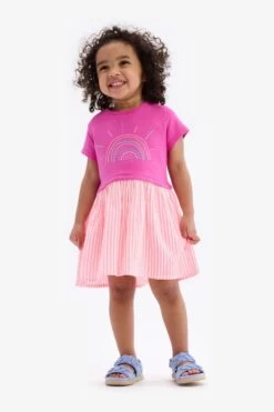 Hatley Pink Sunshine Rainbow Toddler Layered Dress