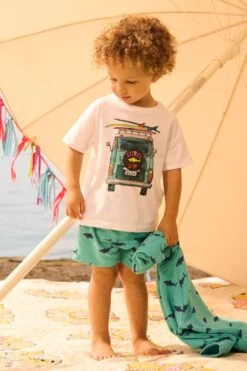 Hatley Toddler Blue Beachy Sharks Full Zip Hoodie -Kids Fashion World D48931s3