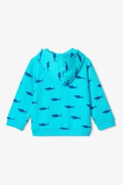 Hatley Toddler Blue Beachy Sharks Full Zip Hoodie -Kids Fashion World D48931s5