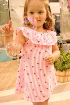Hatley Toddler Pink Sweet Hearts Ruffle A-Line Dress 11 Hatley Toddler Pink Sweet Hearts Ruffle A-Line Dress -Kids Fashion World D48944s3