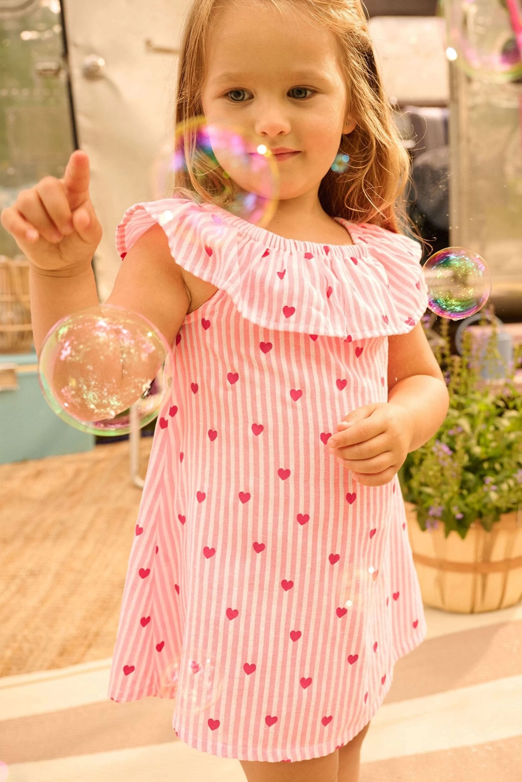 Hatley Toddler Pink Sweet Hearts Ruffle A-Line Dress 5 Hatley Toddler Pink Sweet Hearts Ruffle A-Line Dress - Image 3