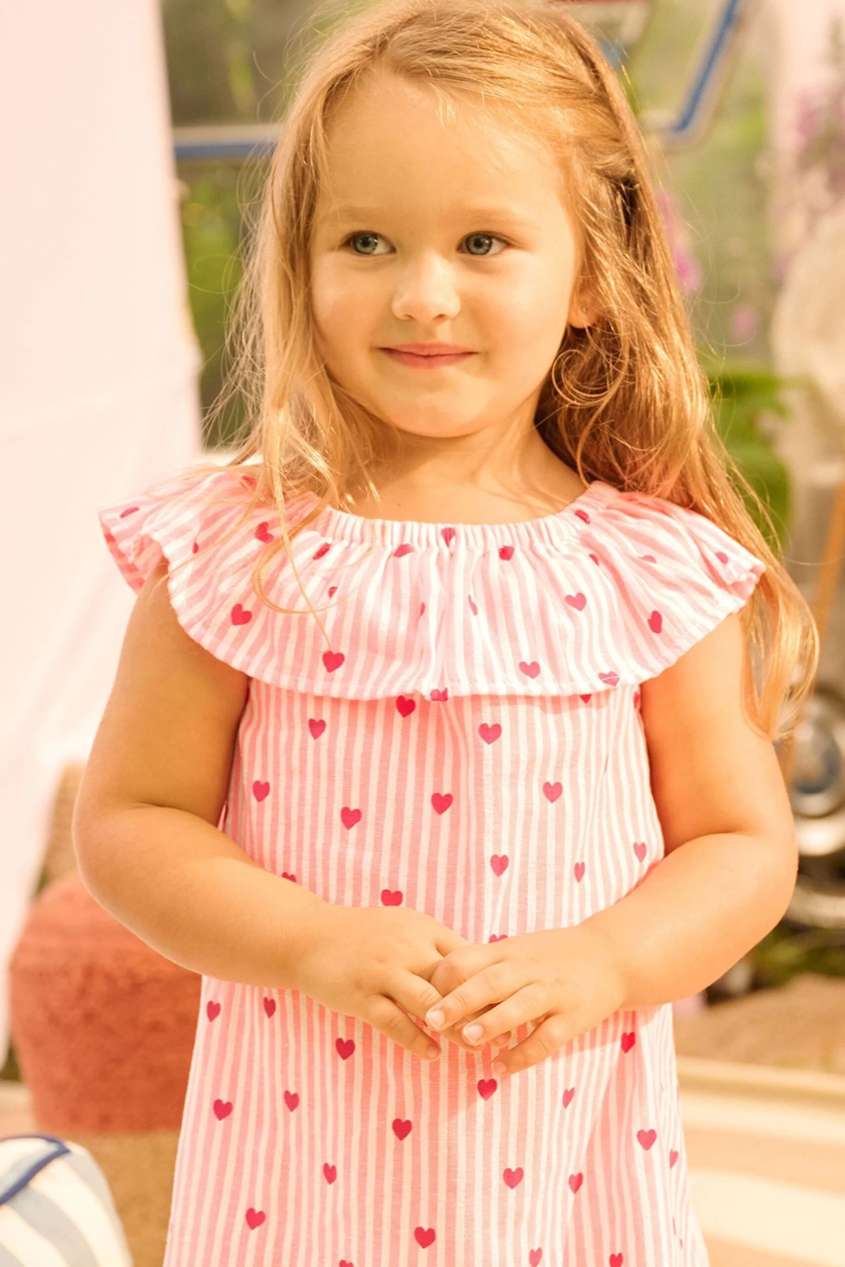 Hatley Toddler Pink Sweet Hearts Ruffle A-Line Dress 6 Hatley Toddler Pink Sweet Hearts Ruffle A-Line Dress - Image 4