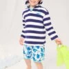 Hatley Blue Nautical Striped Terry Hoodie 2 Hatley Blue Nautical Striped Terry Hoodie -Kids Fashion World D48978s