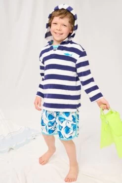 Hatley Blue Nautical Striped Terry Hoodie