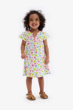 Hatley White Bubble Hearts Pocket Puff Dress