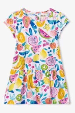 Hatley White Fruit Explosion Gathered Dress