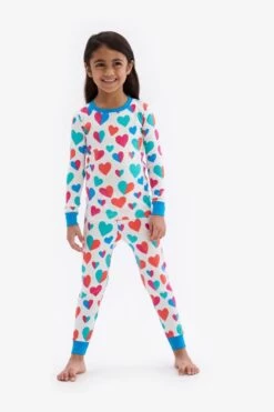 Hatley White Split Hearts Pyjama Set