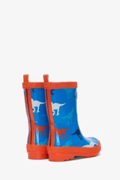 Hatley Blue Giant T Rex Shiny Boots -Kids Fashion World D49910s4
