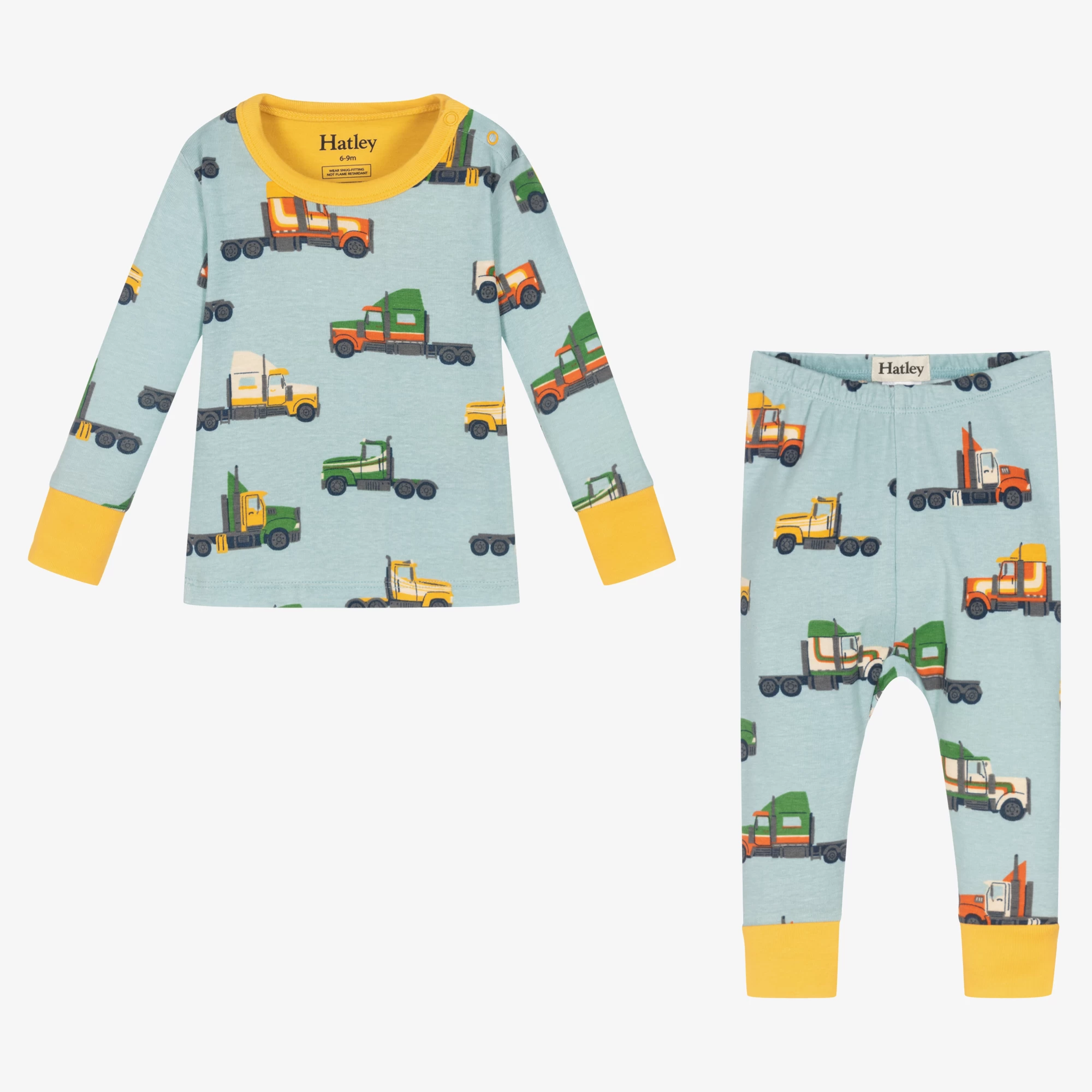 Hatley Baby Boys Blue Cotton Truck Pyjamas 5 Hatley Baby Boys Blue Cotton Truck Pyjamas - Image 3
