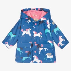 Hatley Baby Girls Blue Horse Raincoat