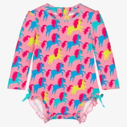 Hatley Baby Girls Pink Unicorn Swimsuit (UPF50+)