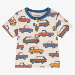 Hatley Boys Beige Cotton Cars T-Shirt
