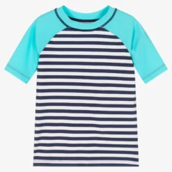 Hatley Boys Blue Striped Swim Top (UPF50+)