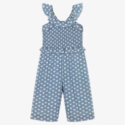 Hatley Girls Blue Chambray Jumpsuit
