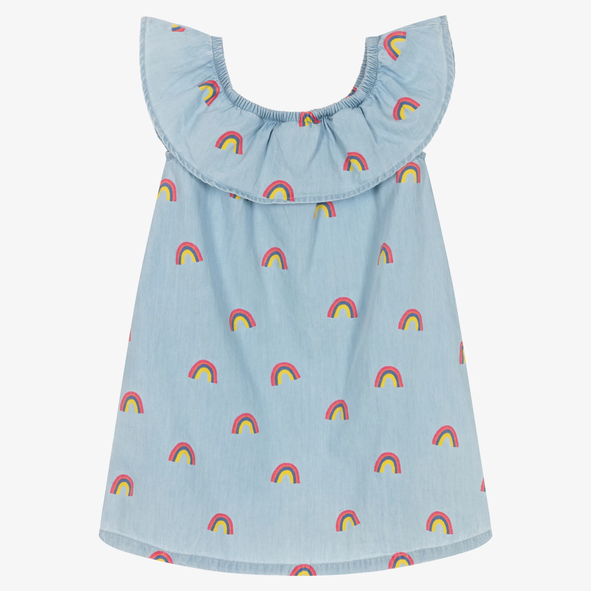 Hatley Girls Blue Cotton Rainbow Dress 5 Hatley Girls Blue Cotton Rainbow Dress - Image 3