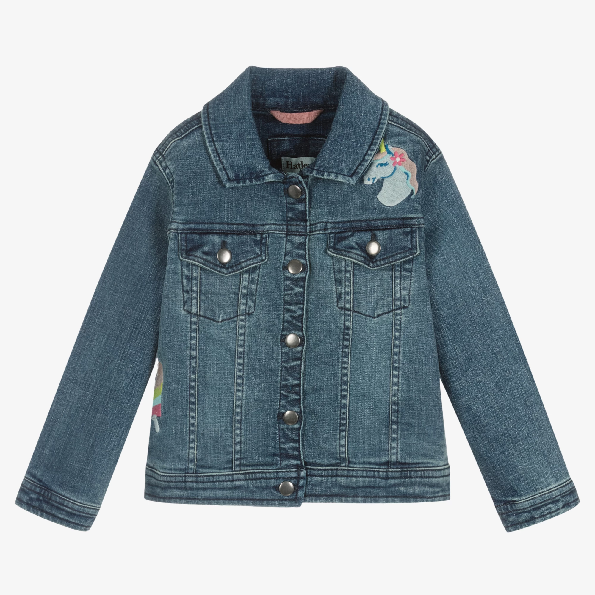 Hatley Girls Blue Embroidered Denim Jacket 3 Hatley Girls Blue Embroidered Denim Jacket