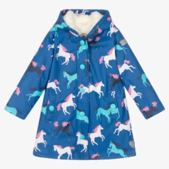 Hatley Girls Blue Horses Raincoat