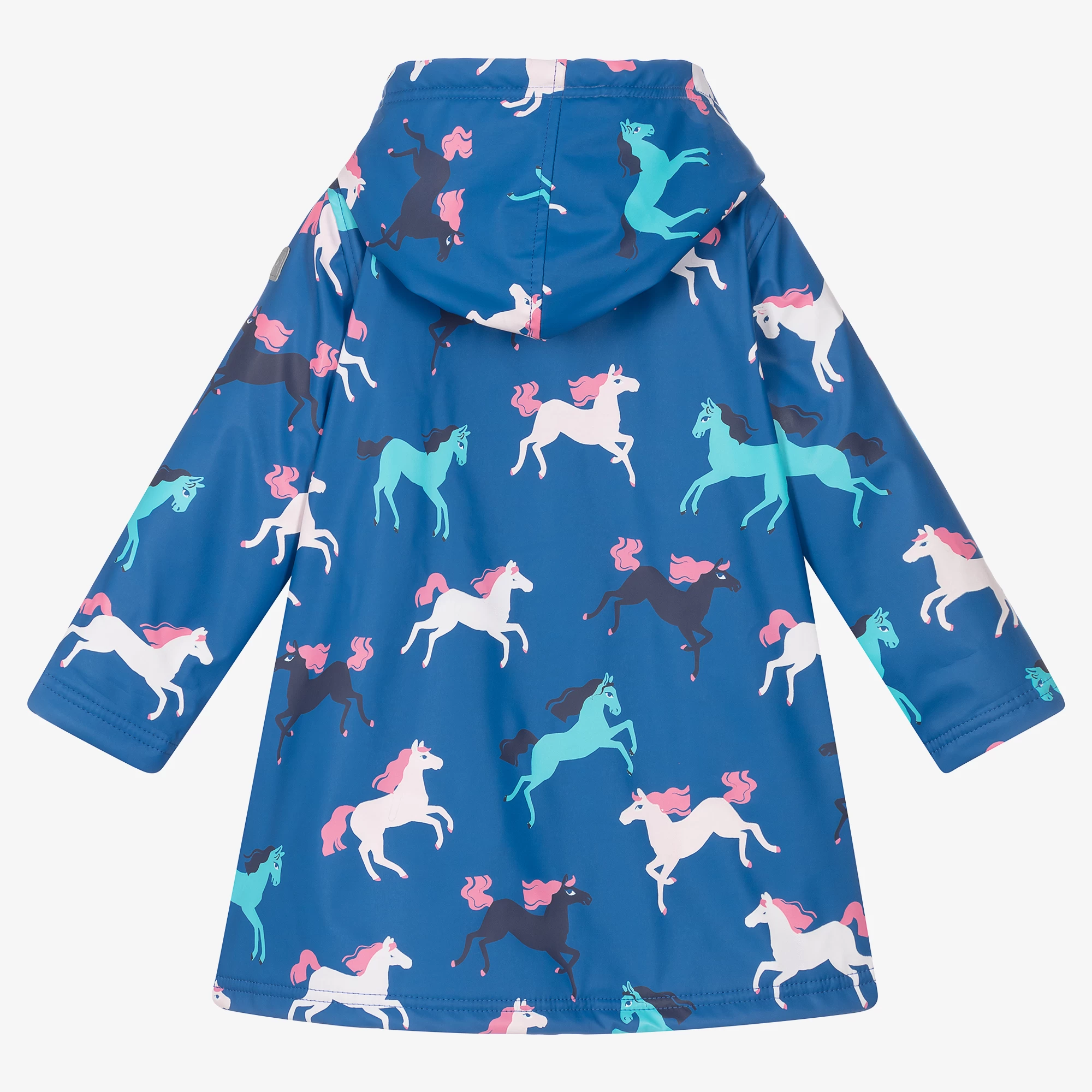 Hatley Girls Blue Horses Raincoat 4 Hatley Girls Blue Horses Raincoat - Image 2