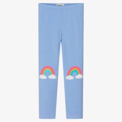 Hatley Girls Blue Rainbow Cotton Leggings