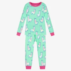 Hatley Girls Green Alpaca Pyjamas