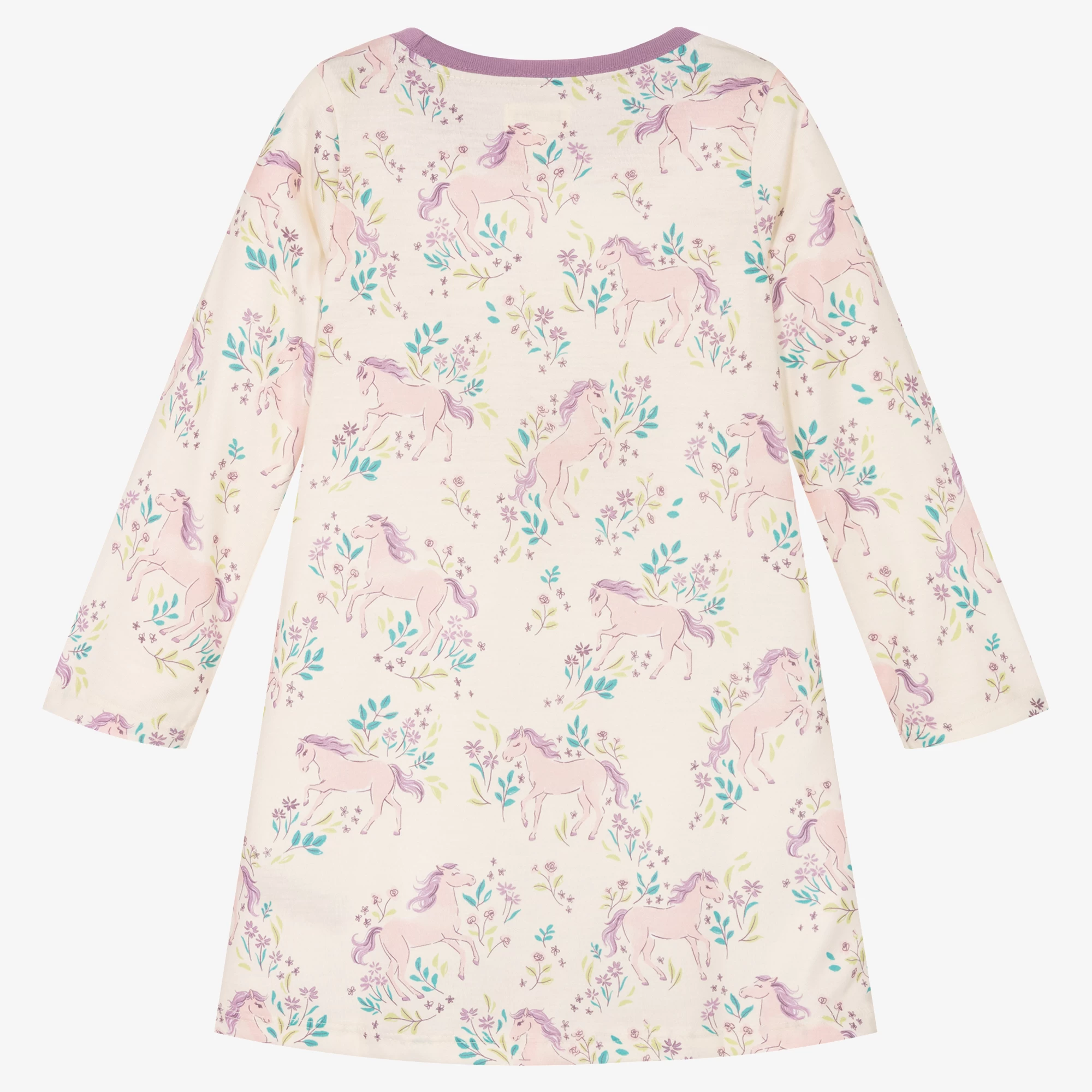 Hatley Girls Ivory Horse Print Nightdress 4 Hatley Girls Ivory Horse Print Nightdress - Image 2