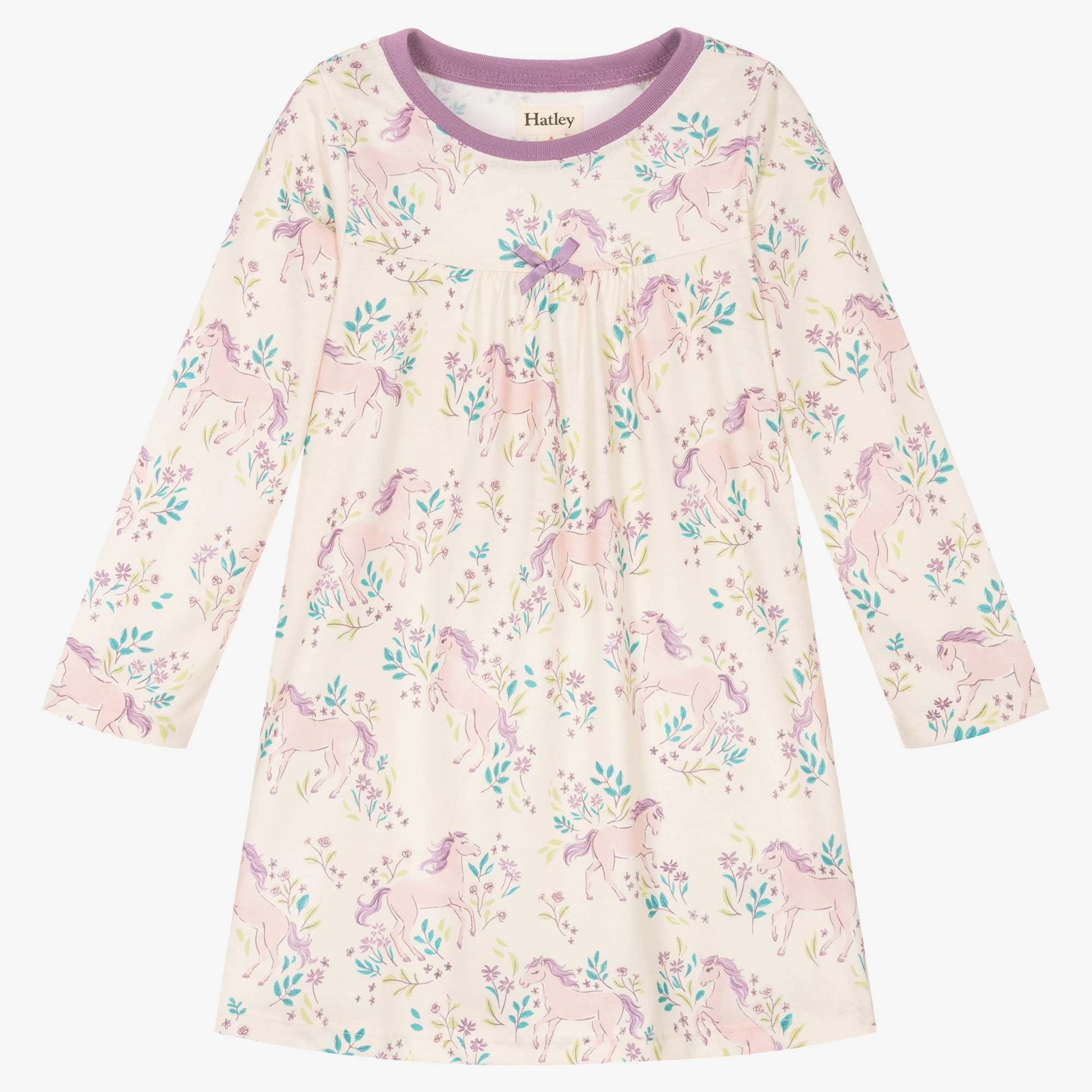 Hatley Girls Ivory Horse Print Nightdress 3 Hatley Girls Ivory Horse Print Nightdress