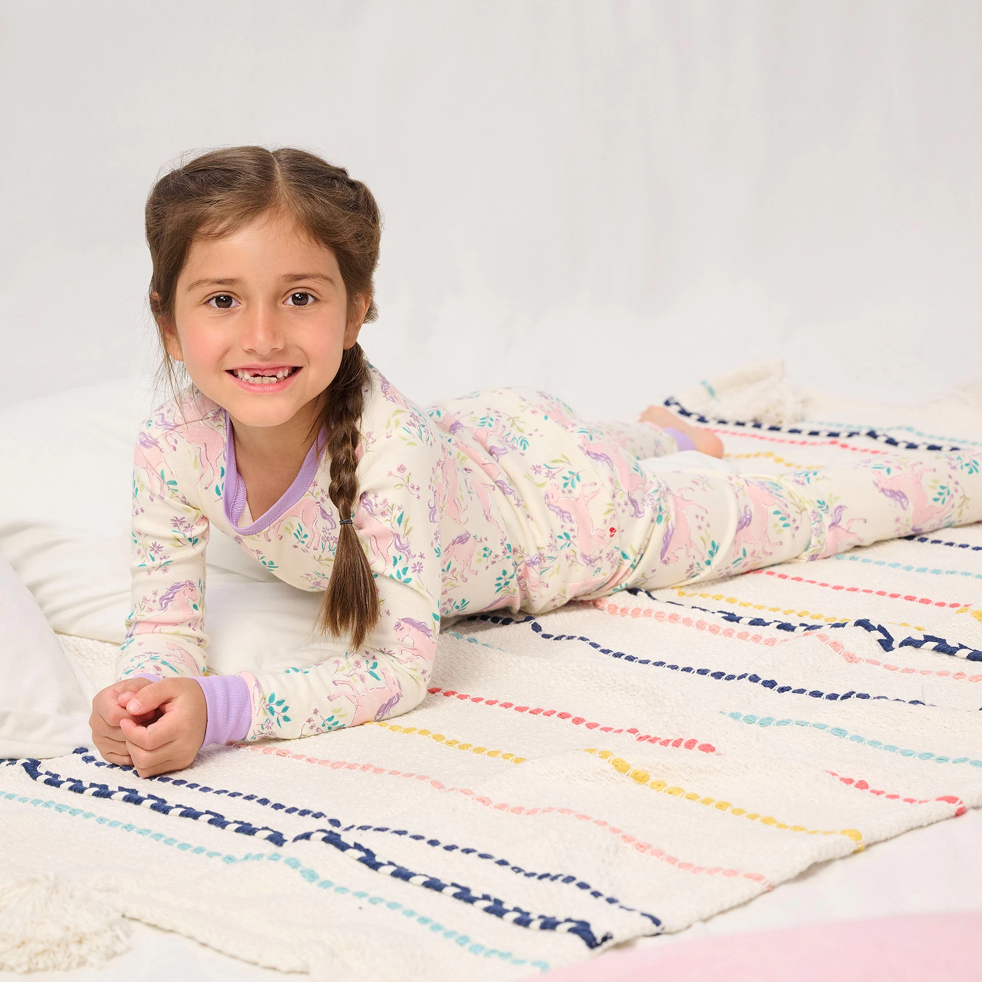 Hatley Girls Ivory Pony Cotton Pyjamas 4 Hatley Girls Ivory Pony Cotton Pyjamas - Image 2