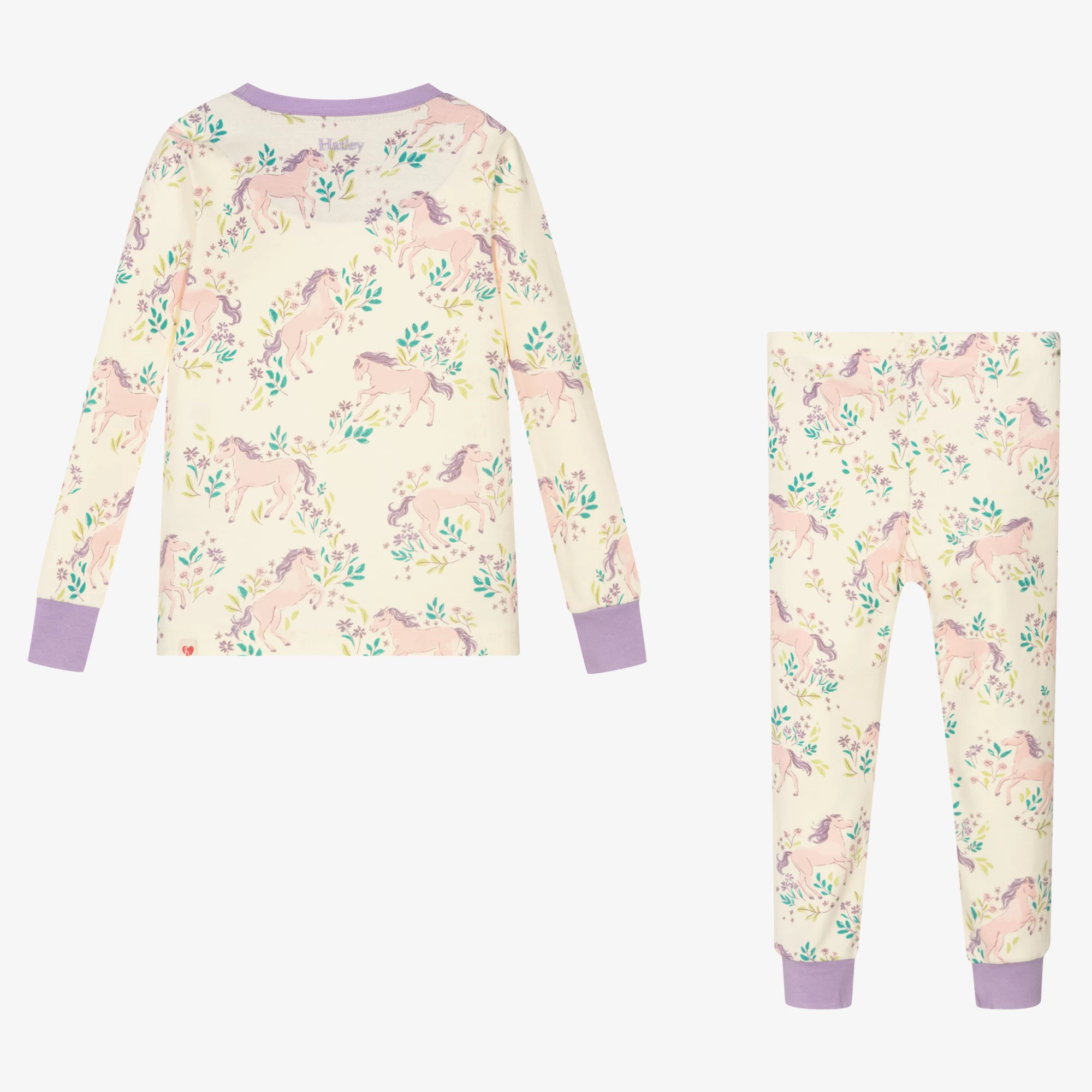 Hatley Girls Ivory Pony Cotton Pyjamas 6 Hatley Girls Ivory Pony Cotton Pyjamas - Image 4