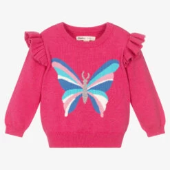 Hatley Girls Pink Butterfly Sweater