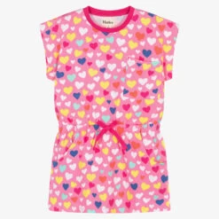 Hatley Girls Pink Cotton Hearts Dress