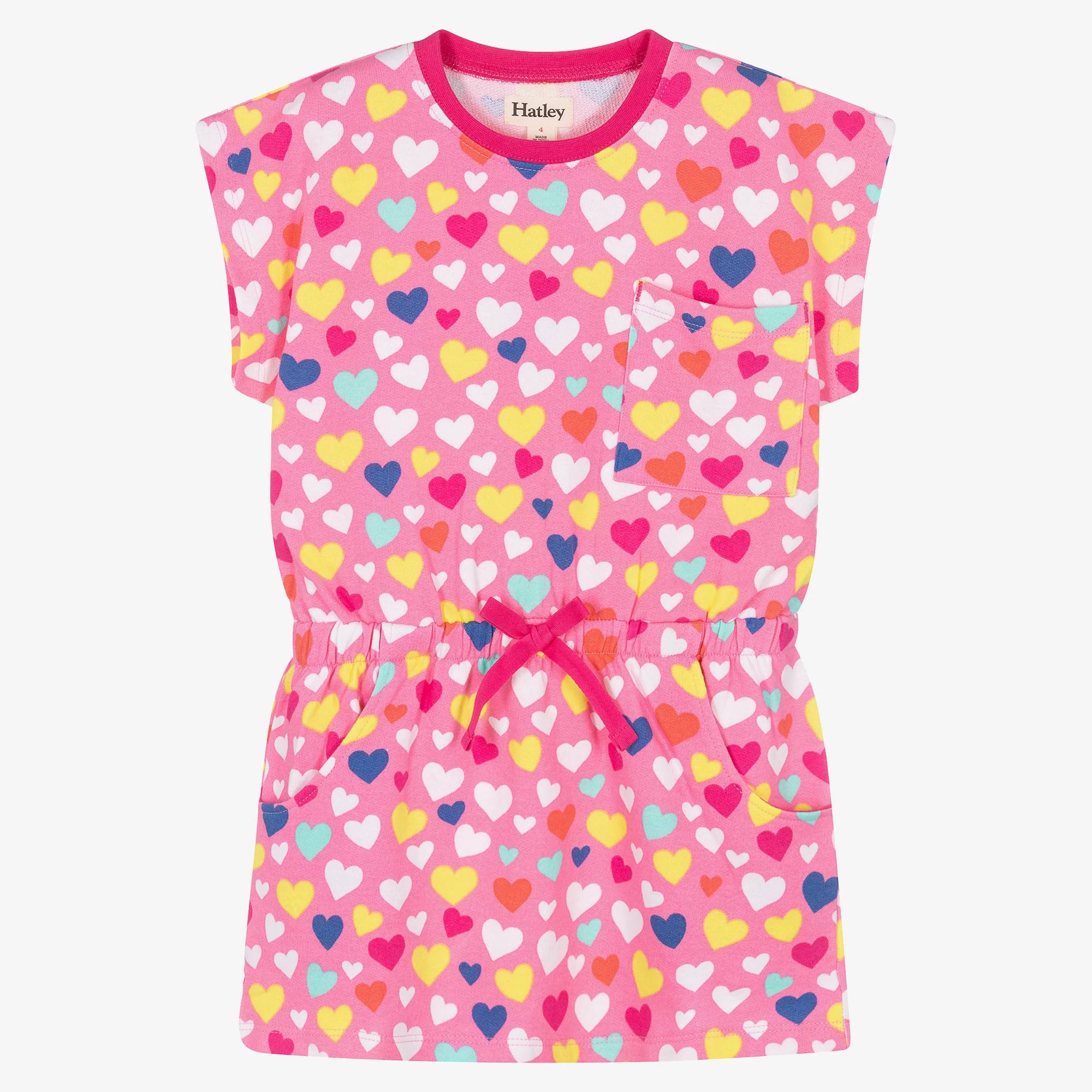 Hatley Girls Pink Cotton Hearts Dress 3 Hatley Girls Pink Cotton Hearts Dress