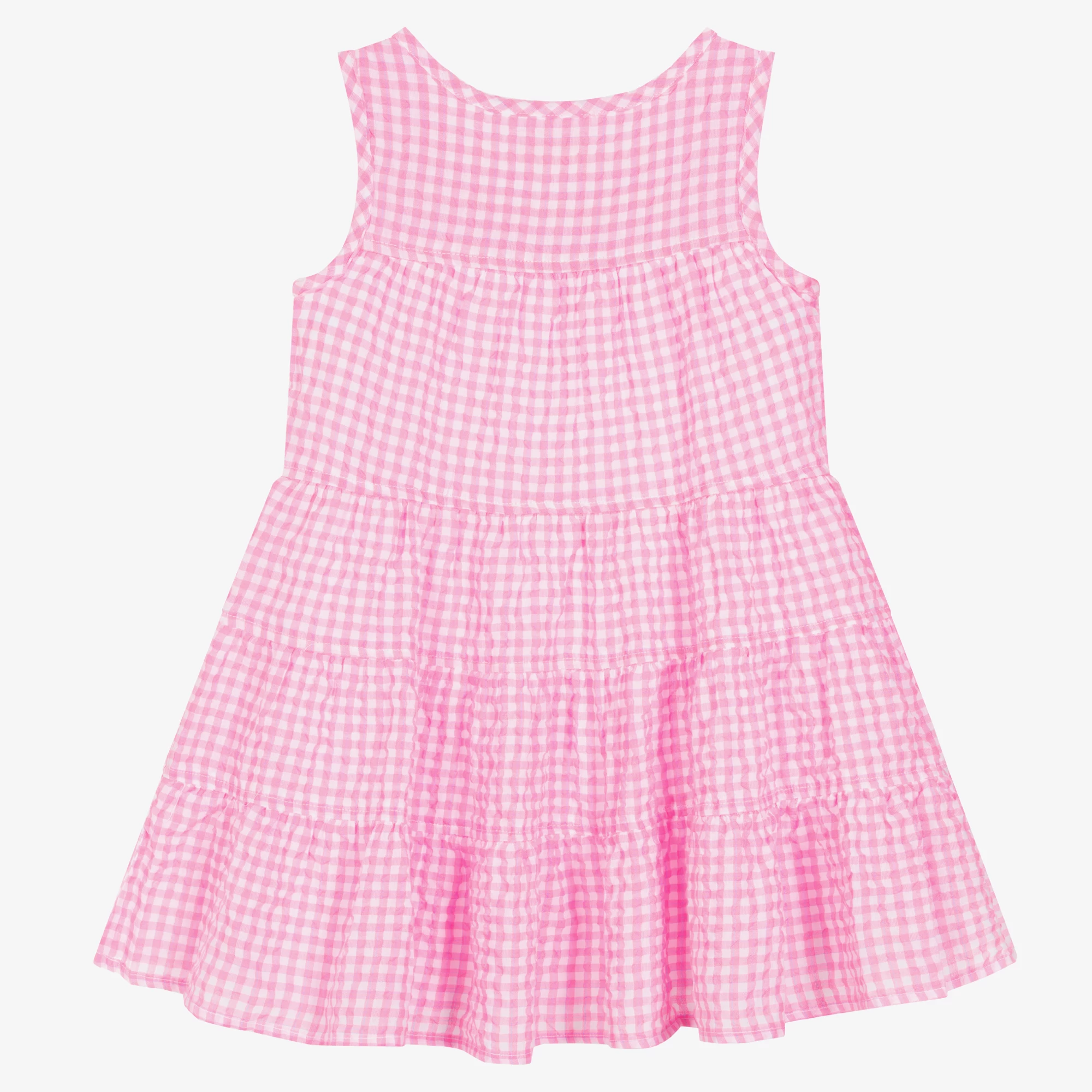 Hatley Girls Pink Gingham Tiered Dress 5 Hatley Girls Pink Gingham Tiered Dress - Image 3