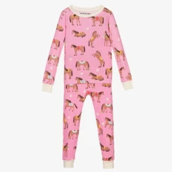 Little Blue House By Hatley Girls Pink Horses Pyjamas