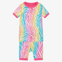 Hatley Girls Rainbow Zebra Print Short Pyjamas