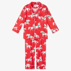 Hatley Girls Red Unicorn Pyjamas