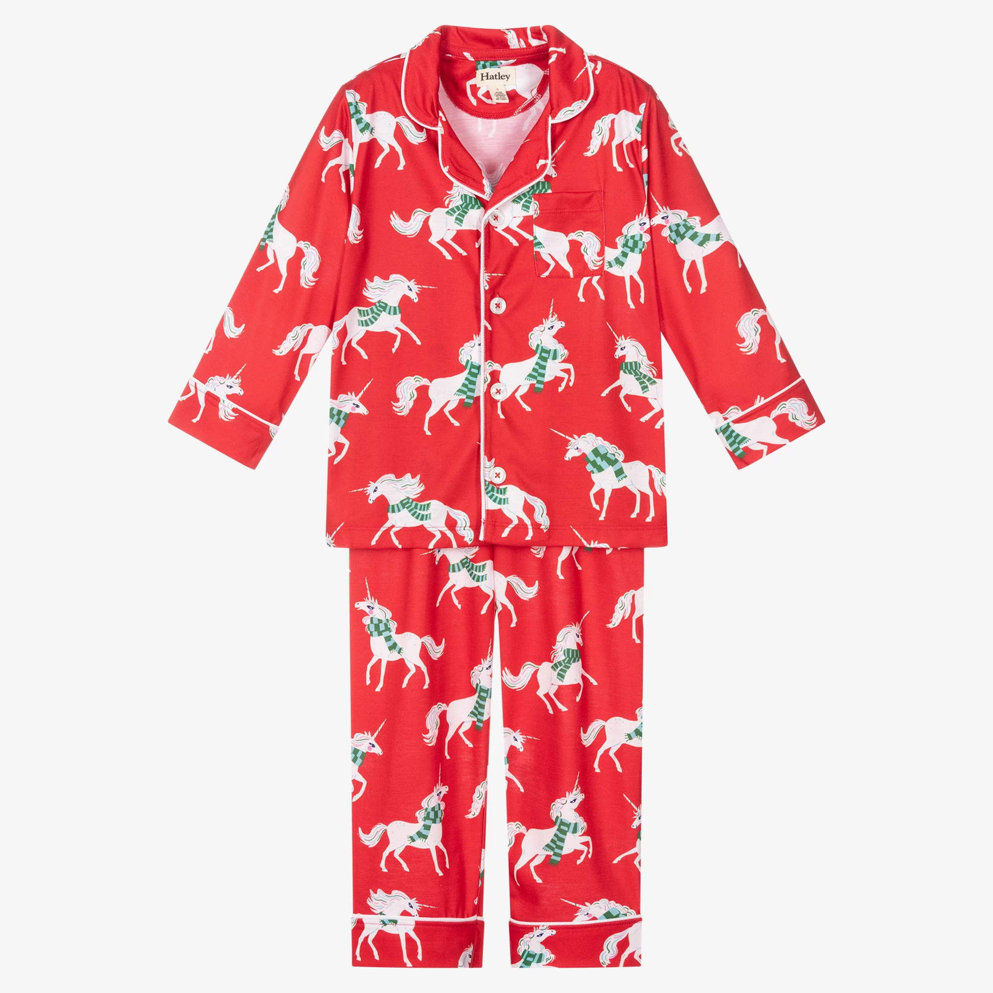 Hatley Girls Red Unicorn Pyjamas 3 Hatley Girls Red Unicorn Pyjamas