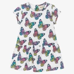 Hatley Girls White Butterfly Print Dress