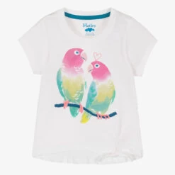 Hatley Girls White Cotton Parrot T-Shirt