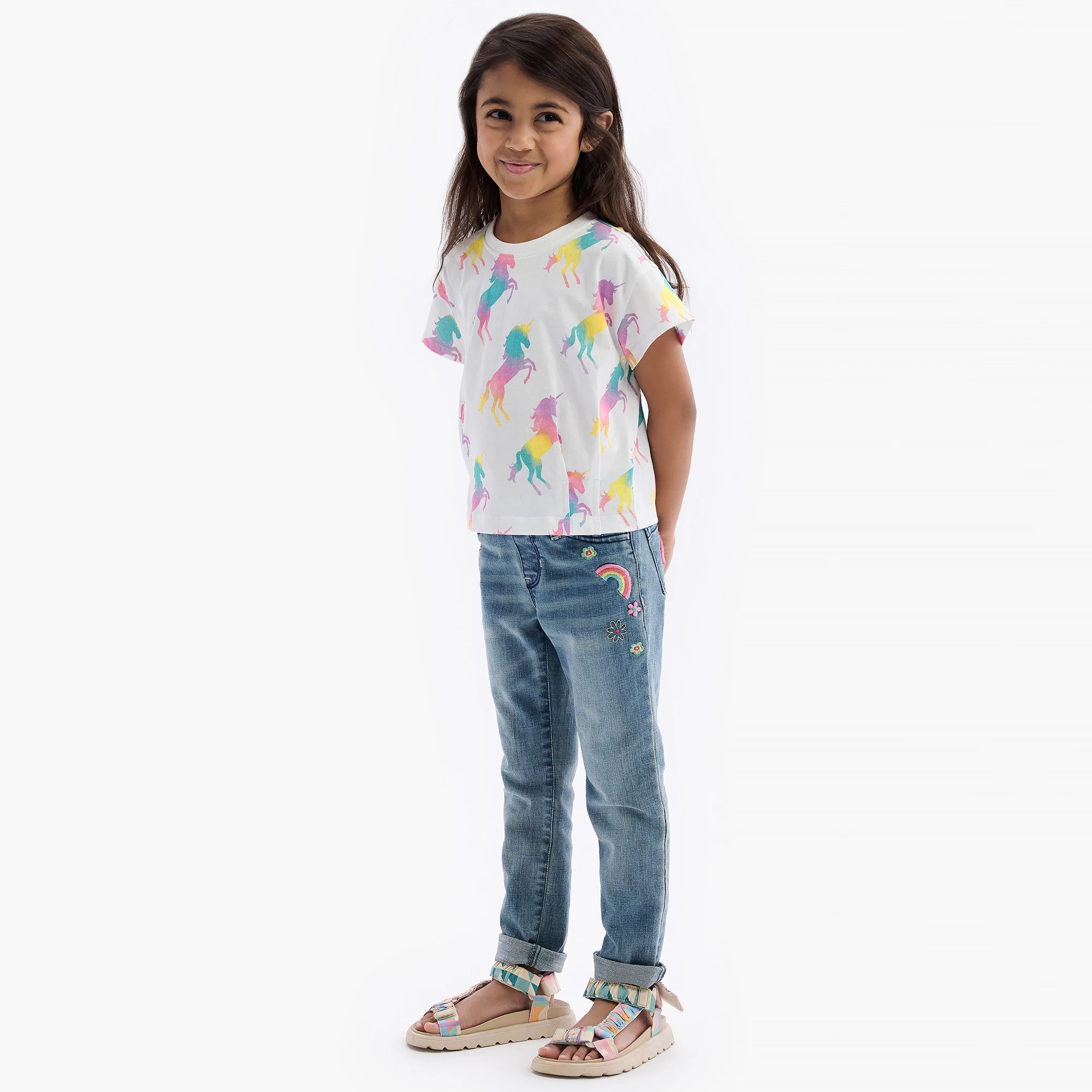 Hatley Girls White Rainbow Unicorn T-Shirt 4 Hatley Girls White Rainbow Unicorn T-Shirt - Image 2