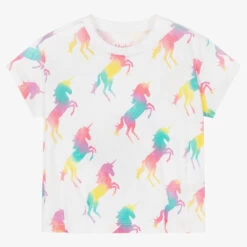 Hatley Girls White Rainbow Unicorn T-Shirt