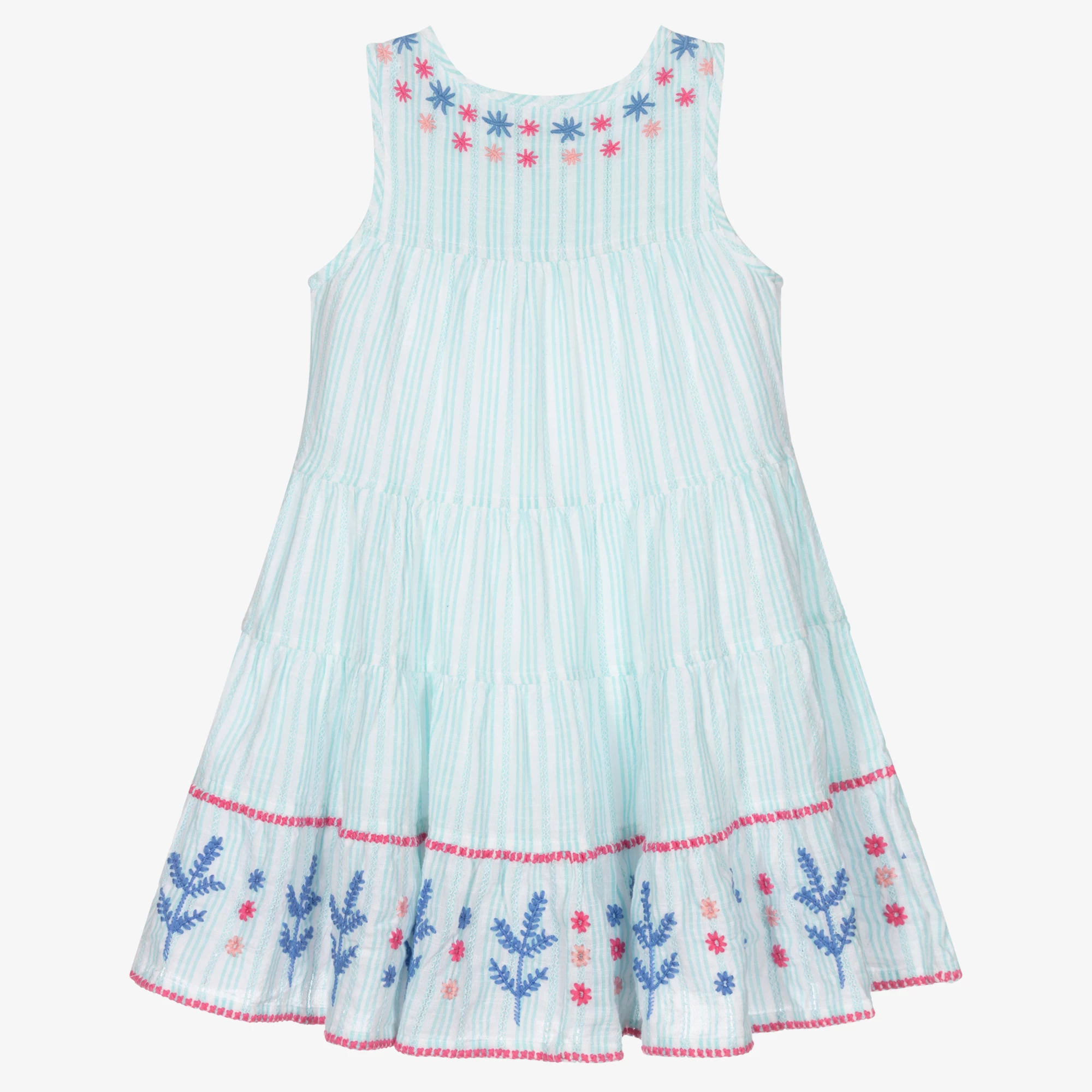 Hatley White & Blue Cotton Dress 4 Hatley White & Blue Cotton Dress - Image 2