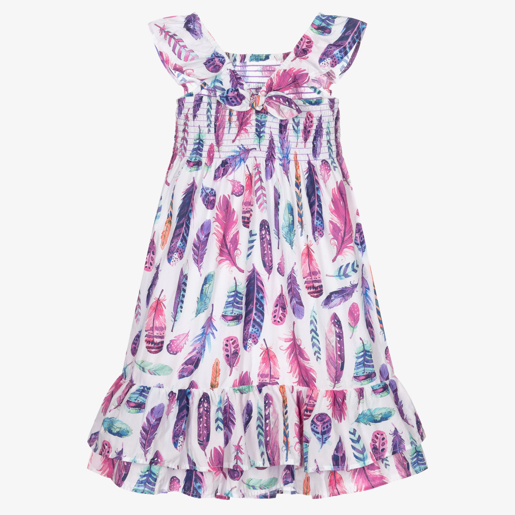 Hatley White & Purple Cotton Dress 4 Hatley White & Purple Cotton Dress - Image 2